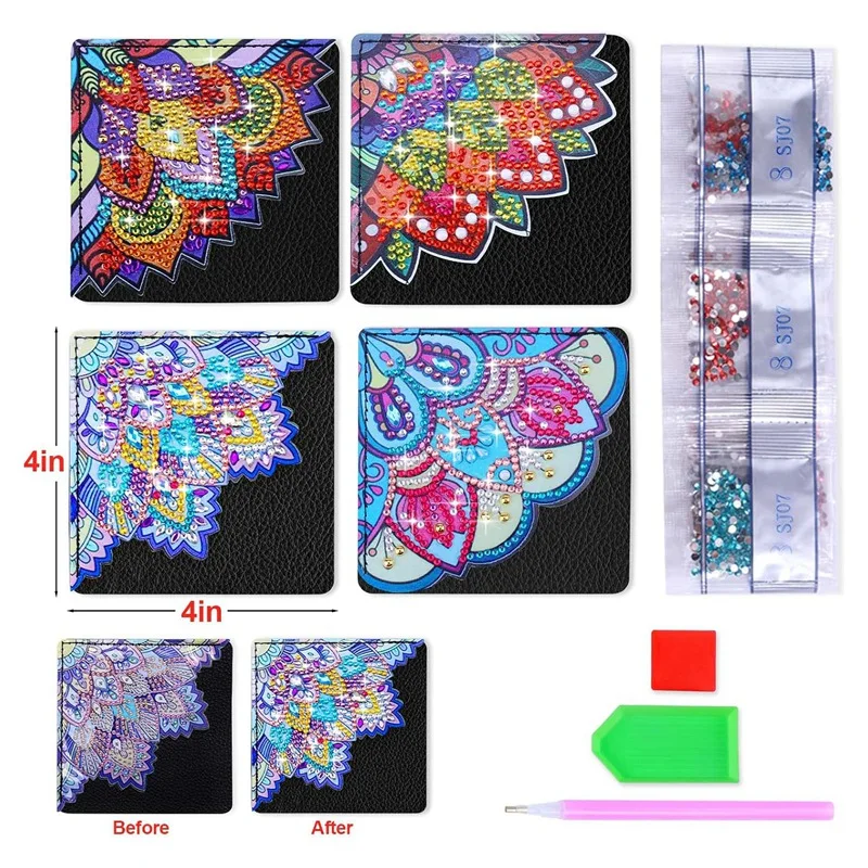 4 PCS Diamond Painting Bookmarks DIY Corner Bookmark Diamond Painting Kits For Book Lovers