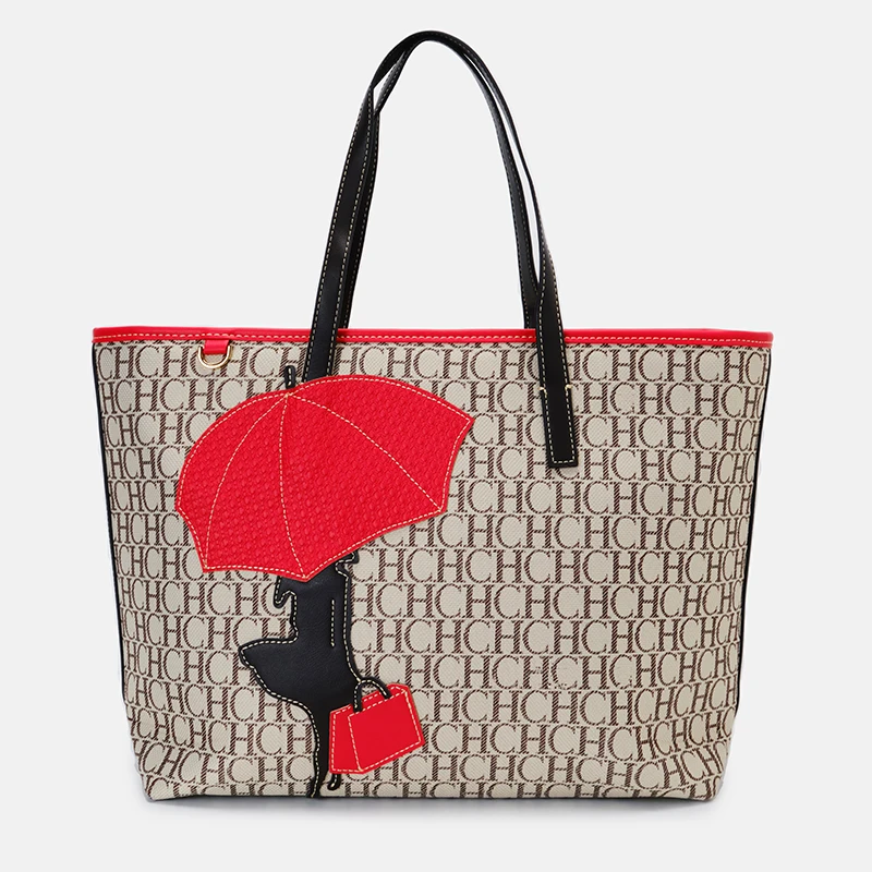 

CH Knitting Pattern Design High Quality Ladies Handbag Letter Zipper Brand Fashion Elegant Large Capacity Ladies Shoulder Bag