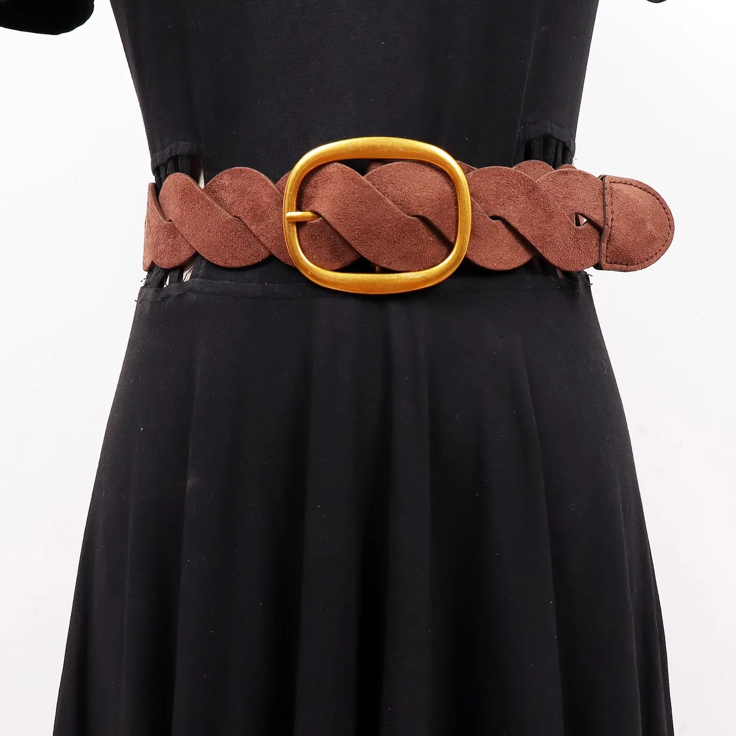 Fascia da donna in finta pelle scamosciata lavorata a maglia in pelle PU Cintura da donna Corsetti Cintura Cinture Decorazione Cintura larga R3048