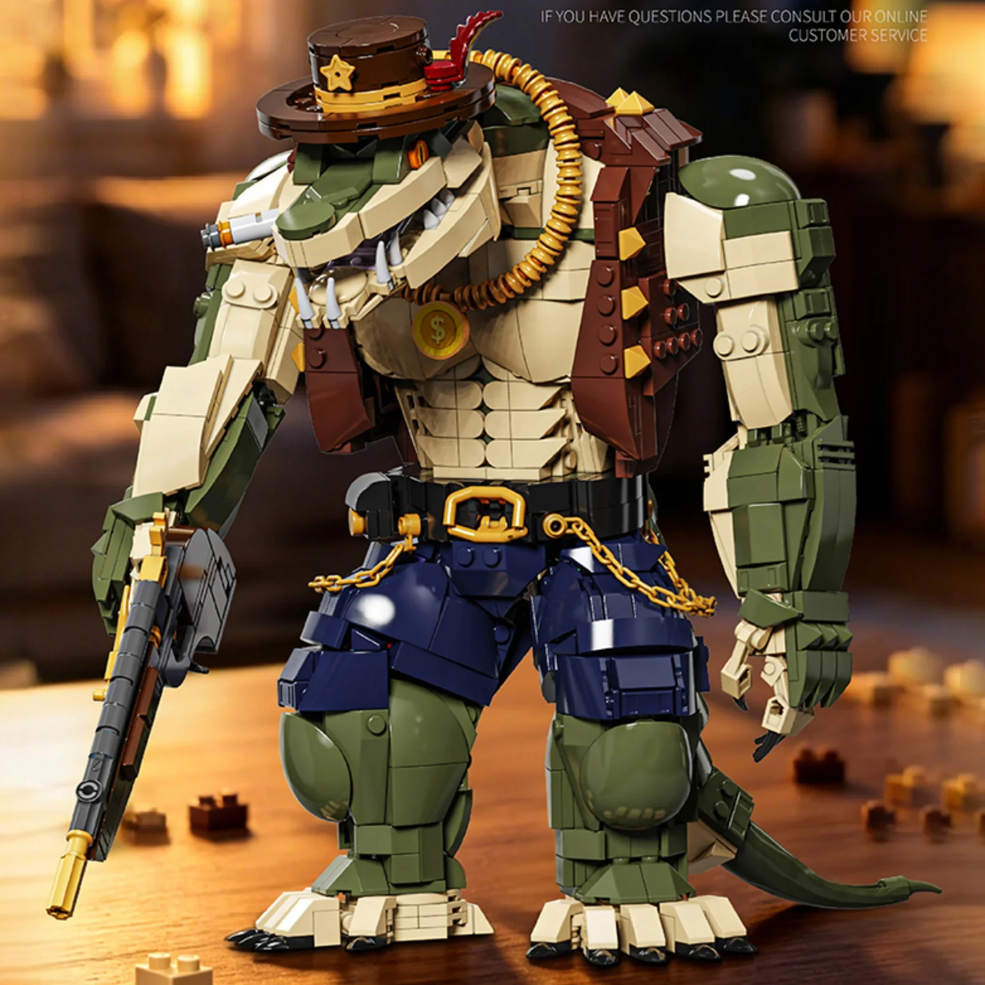 1622PCS Crocodile Sheriff Building Blocks Wild West Town Animal Model DIY Brick Set Western Scene Desktop Decor Gift for Adults