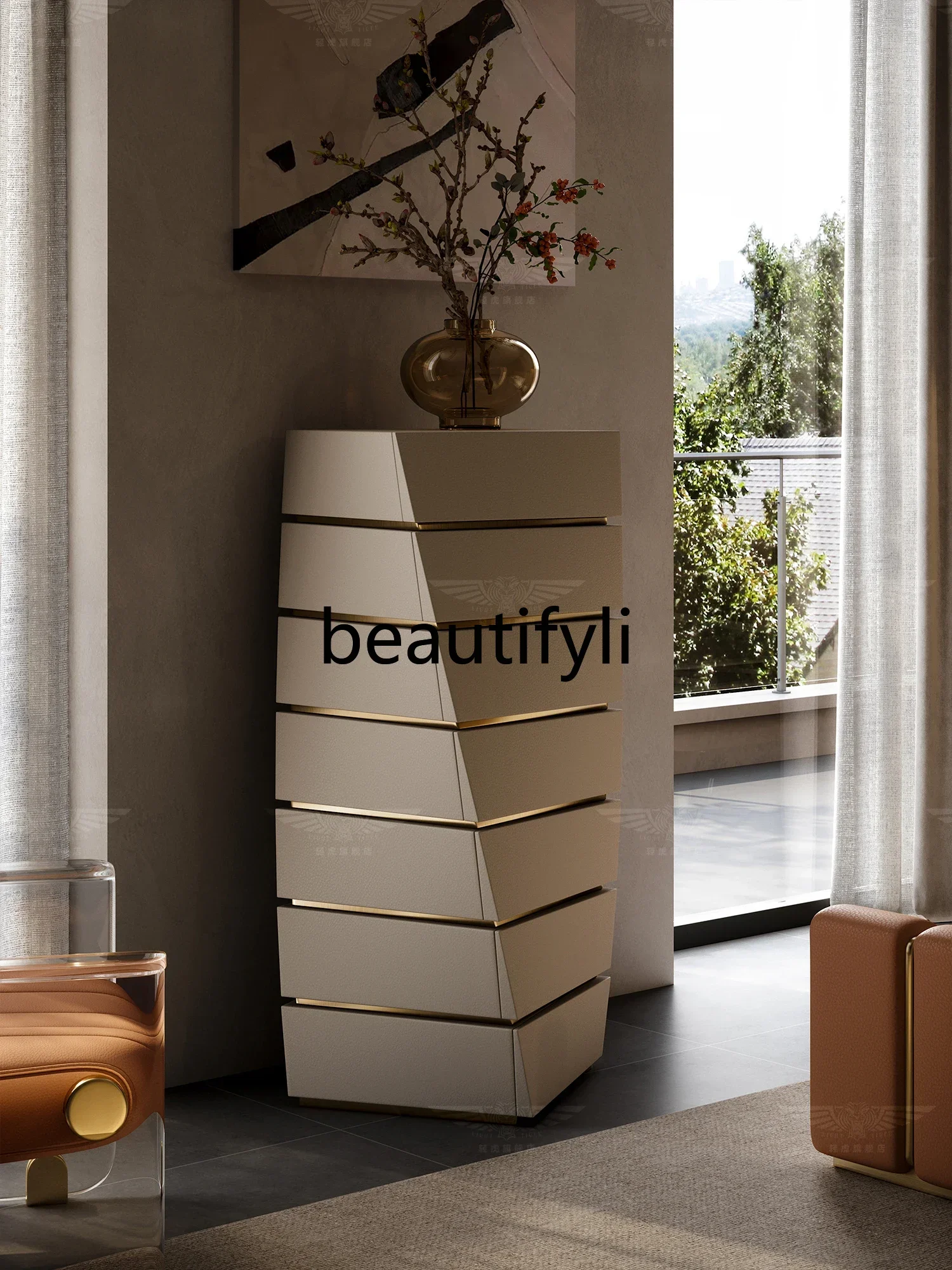 Light luxury high chest cabinet high sense atmosphere modern simple bedroom locker