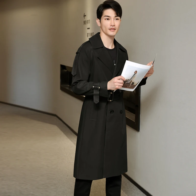 Autumn Men's Fashion Long Windbreaker Plus Size Cotton Trench Coats New Waterproof Loose Long Sleeve Jackets Male Casual Outwear