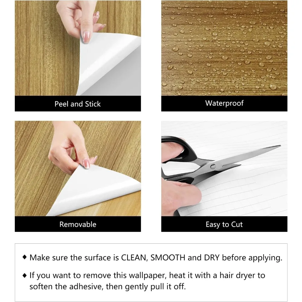 ورق اتصال سميك من خشب القيقب مقاس 160 × 36 بوصة ورق حائط بني قابل للتقشير واللصق على سطح الطاولة