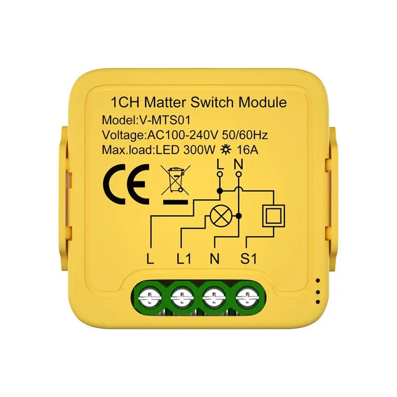 M07K-Matter Wifi Smart Switch Tuya Smart Home Automation Relay Module Works For Homekit Alexa Google Smart Life,16A 1-Gang Durab