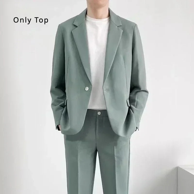 S-6XL Men\'s Business Casual Blazer Korean Trend Slim Fit Solid Color Suit Jacket Elegant Luxury Blazers Single Top Groom Wedding