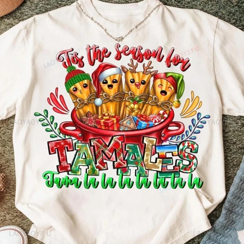Retro Christmas Tamales PNG Mexican Food Holiday Digital Download Funny Pattern Tshirt Christmas T-shirt Fashion New Style