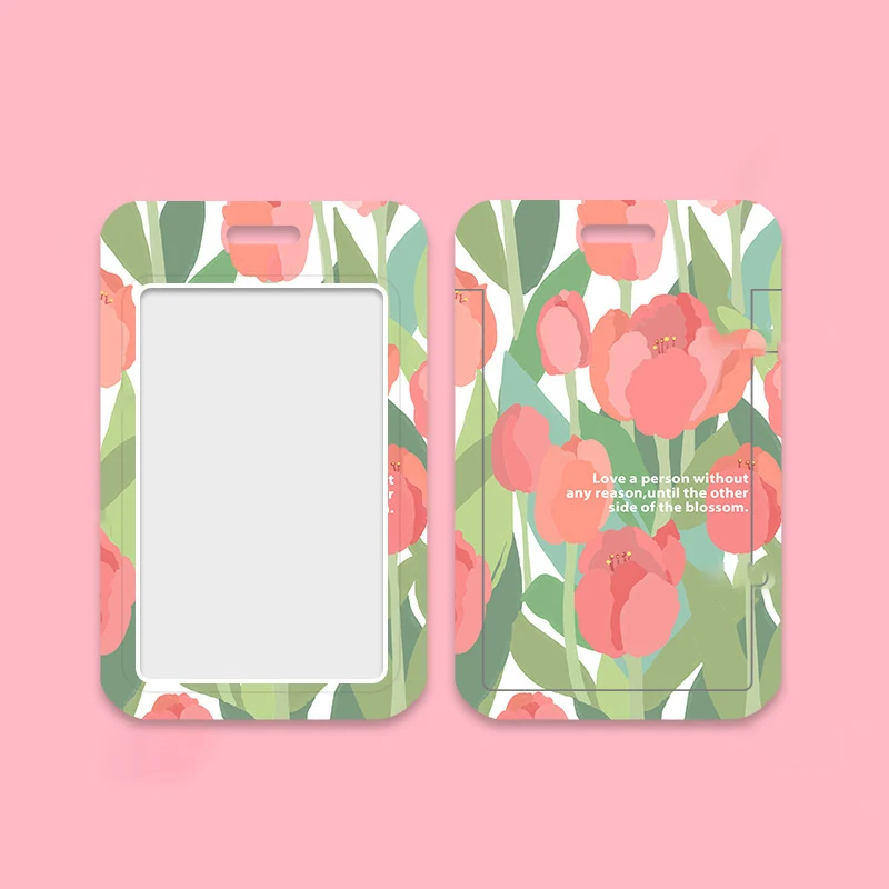 ที่ใส่บัตรรูปภาพดอกไม้ลายดอกไม้ที่ใส่บัตรประชาชนสีน้ำมันสไตล์ยุโรปที่ใส่บัตรสำนักงานน่ารักลายดอกไม้
