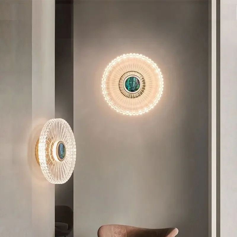 

Modern Round Bedroom Bedside Wall Lamp Light For Living Room Aisle Balcony Corridor LED Creative Acrylic Lighting Fixtures Decor