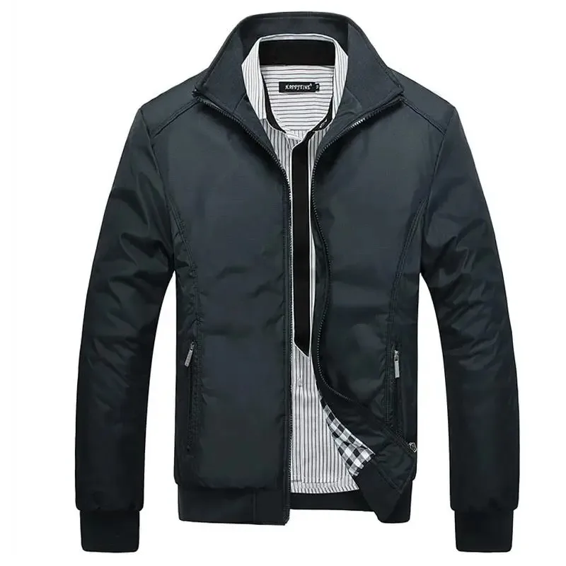 

Men's Spring Autumn Casual Jacket Male Slim Fit Mandarin Collar Solid Jackets Plus Size New Fashion Sports Overcoat Clothing