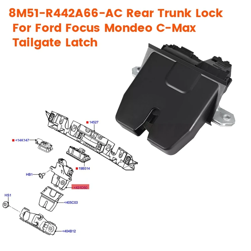 Boot Tailgate Lock Latch 8M51-R442A66-AC For Ford S-Max C-Max Focus 2006-2018 Rear Trunk Lock 1743698 8M51-R442A66-DC