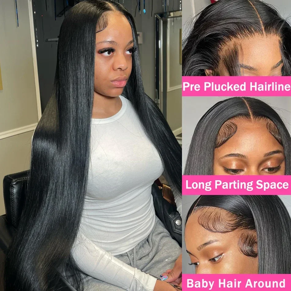 HD Lace Front Human Hair Wigs Straight Brazilian 13x4 Lace Frontal Human Hair Wig Pre Plucked Wigs For Black Women 30 40 Inches