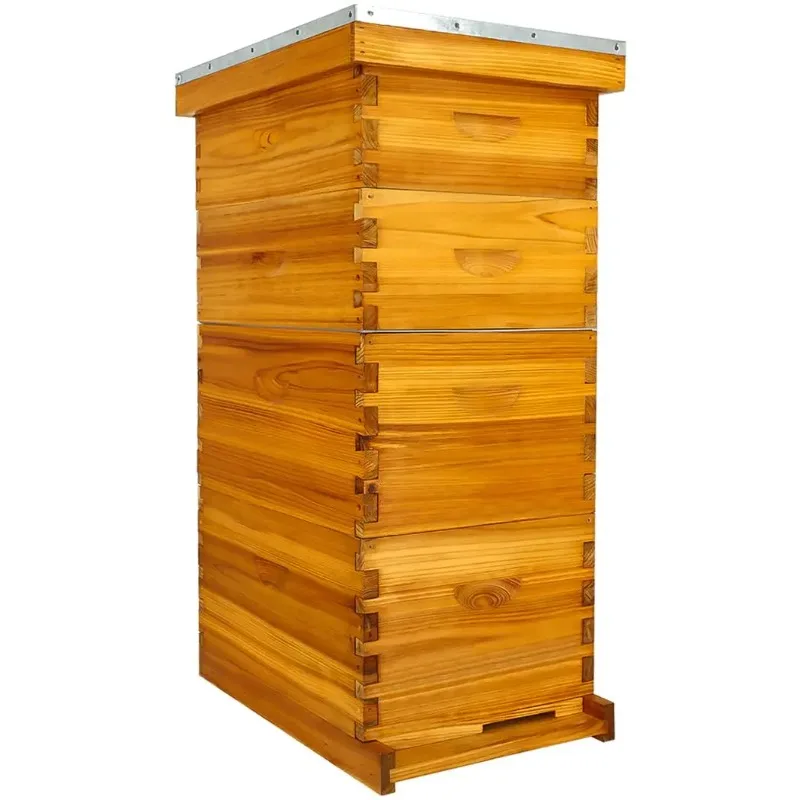 Beeswax Dipped 8 Frame Langstroth Complete Beehive Starter Kit With 2 Deep Brood Boxes 2 Medium Supers Beekeeping Hive