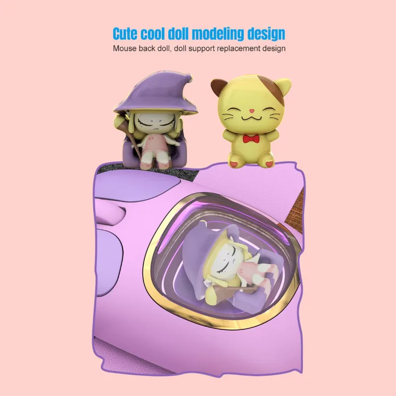 

Rechargeable Backlight Wireless Bluetooth Tri-Mode Mouse Cute Cartoon Doll Transparent Mause For PC Laptop Accessories Girl Gift