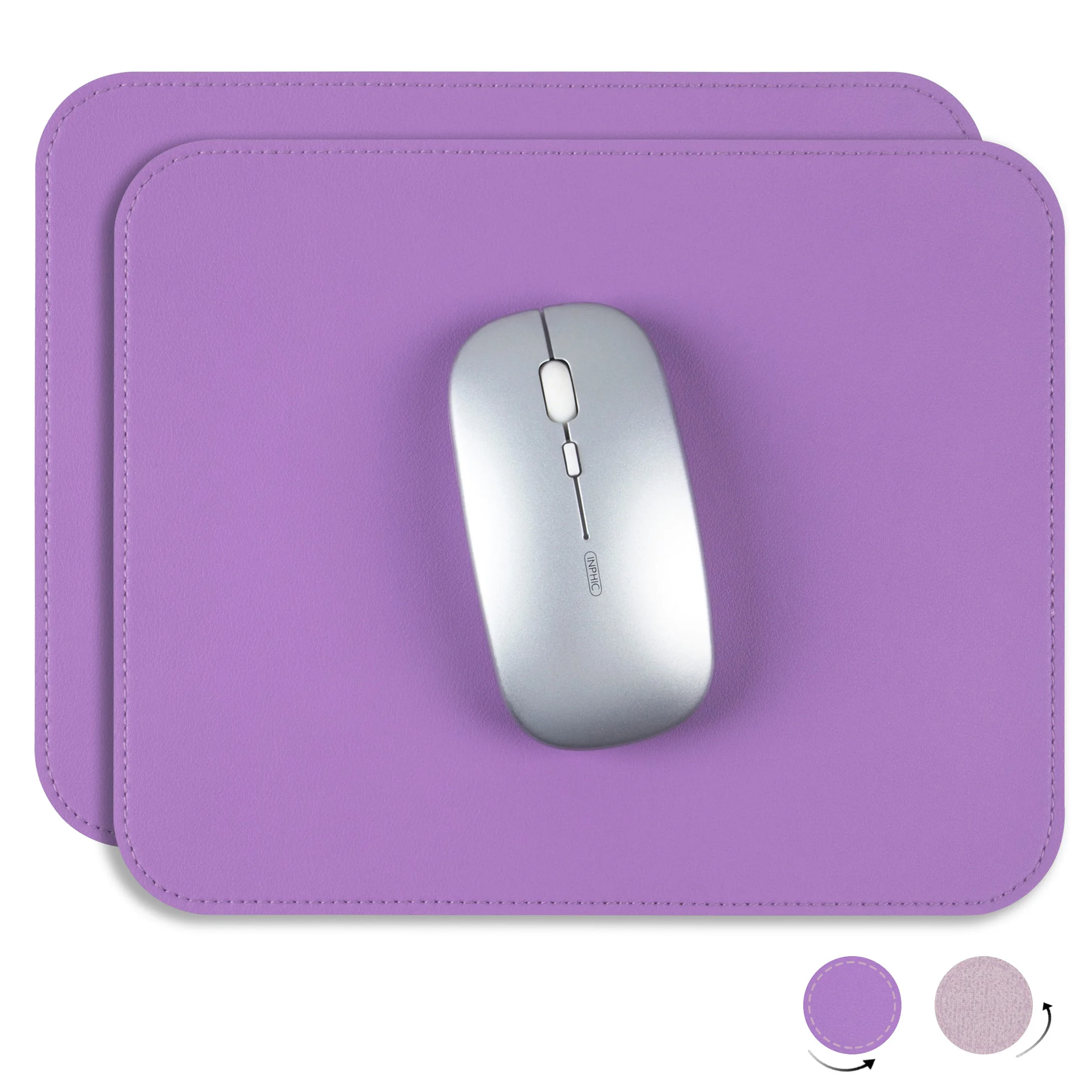 2 Pack Mouse Pads, Ultra Thin Waterproof PVC Leather Mouse Pad,Stitched Edges,Works for Computers, Laptop for Office/Home