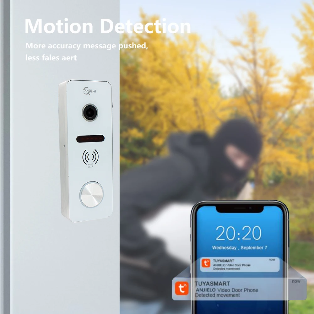 Tuya DVR 1080P smart home Doorbell 10 inch Video Intercoms For Control System WiFi Video 4 independent screens IC card unlocking