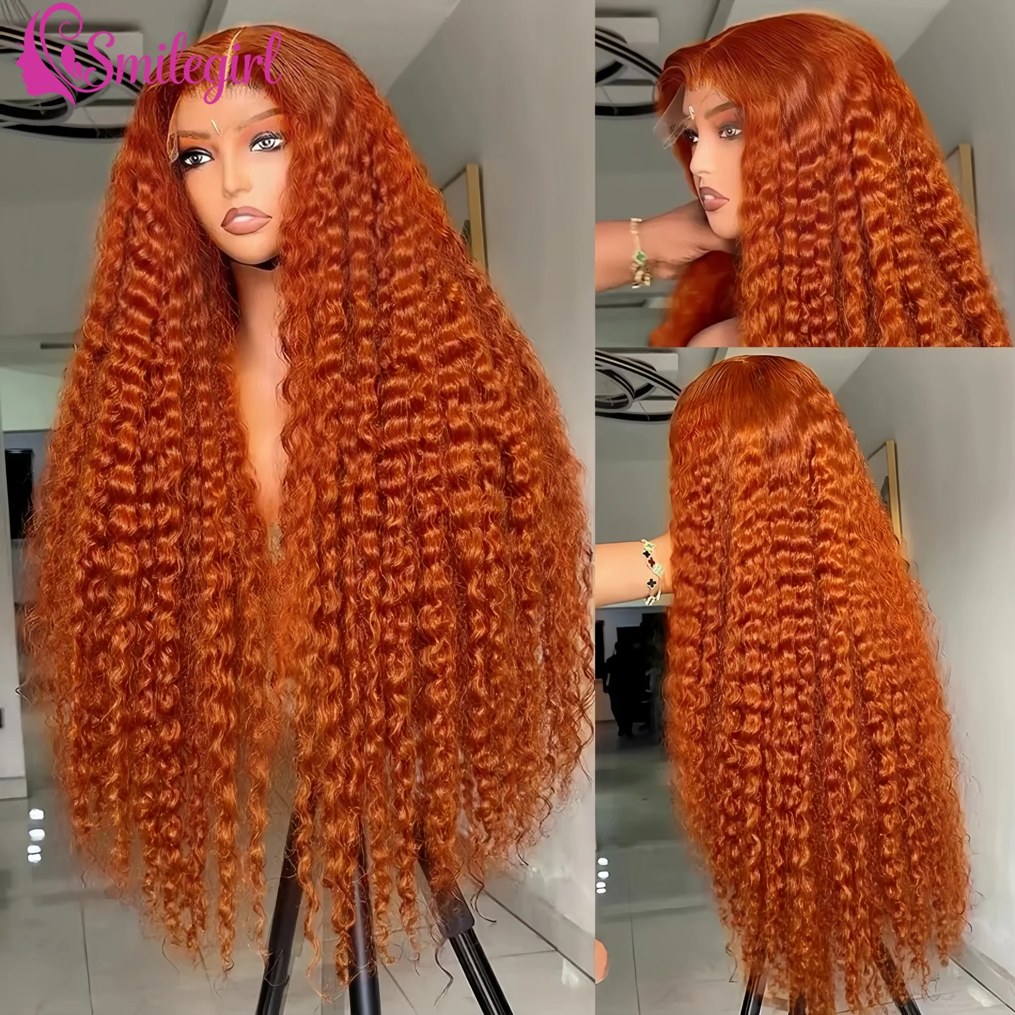 

Парик из натуральных волос Ginger Curly с HD-кружевом 13x6, глубокая волна, бразильские волосы, оригинальный парик для женщин # 350 предварительно подготовленных штук (или: 350 предварительно очищенных единиц)