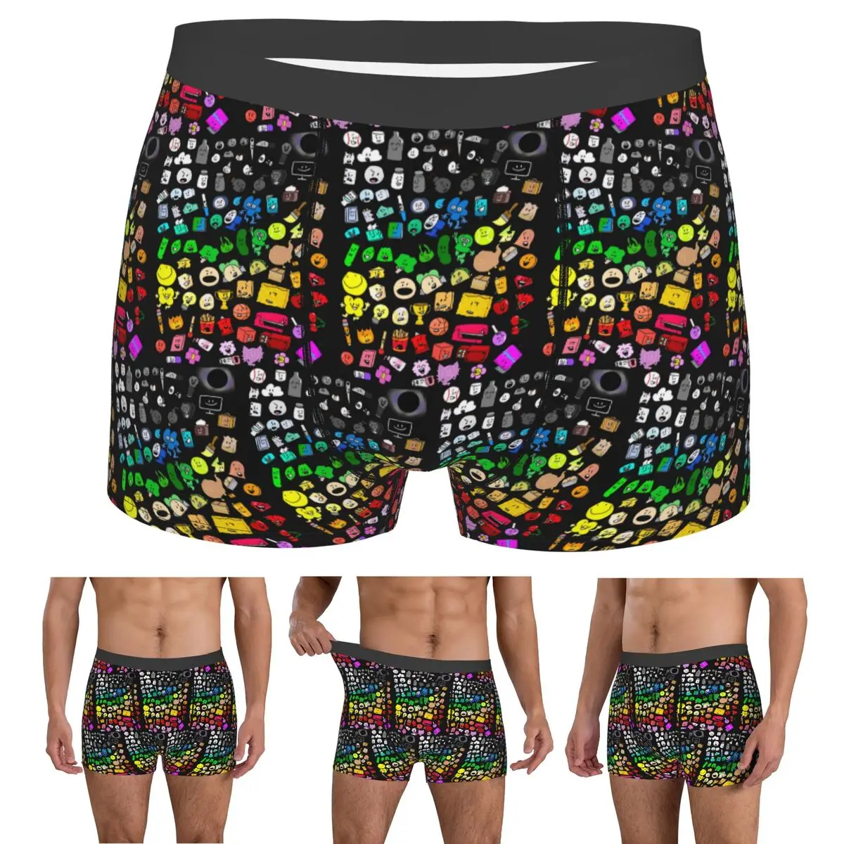 Boxer Underpants Shorts BFDI Inanimate Insanity All Character Panties Male Comfortable Underwear for Homme Man Boyfriend Gifts