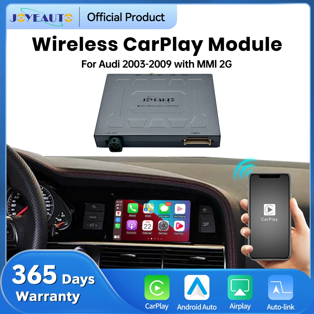 New JoyeAuto Wireless CarPlay Decoder for Audi Car with MMI 2G 2003-2009 Android Auto Module Mirroring AirPlay Retrofit Car Play