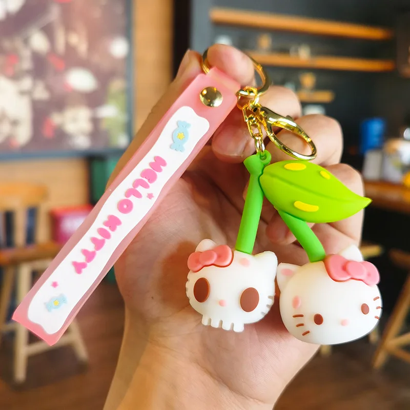 Anime cartoon Sanrio Hello Kitty keychain boy girl schoolbag key ring pendant PVC couple bag pendant car keychain