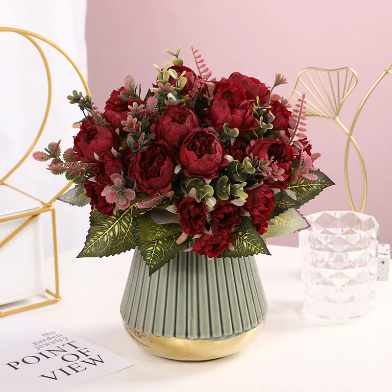 Artificial Peonies Silk Peony Flowers Plants Artificial Flowers for Home Hotel Wedding Christmas Tables Arrangement Flower Decor