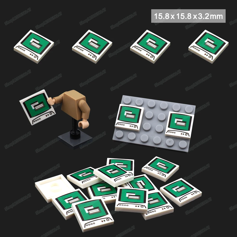 Computer Screen Printed Tiles 3068 Building Block 2*2 Moc Figures Computer Screen Bricks Model Child Christmas Assemble Gift Toy