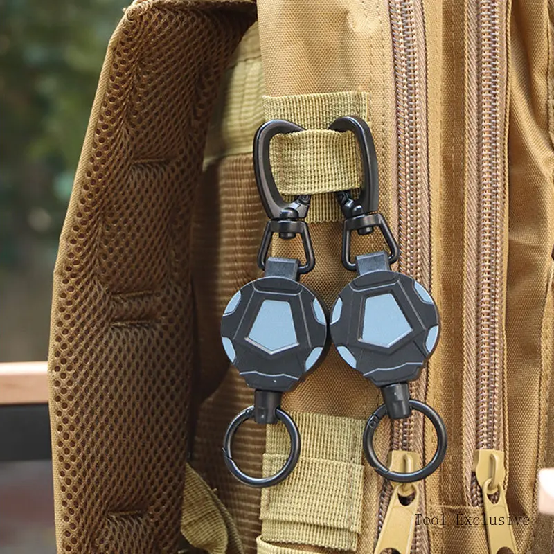 1/2/4PCS Key Chain 60/70cm Retractable Keyring Metal Wire Keychain Clip Pull Recoil Sporty Outdoor Camping Metal Pull Key Rings