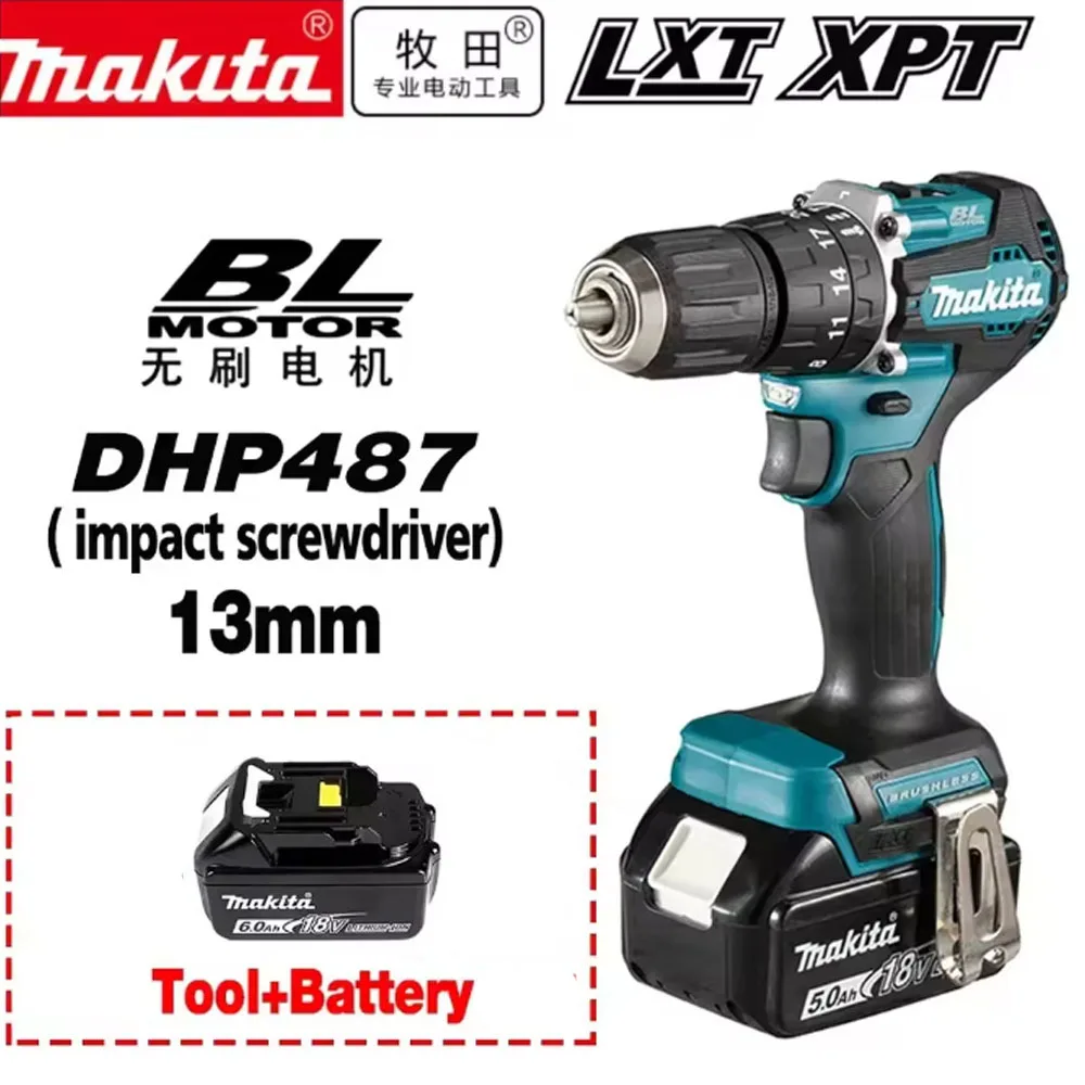 

NEW Original Makita DHP487 Cordless impact screwdriver drill Brushless Electric Impact Screwdriver 18V Rechargeable Power Tool