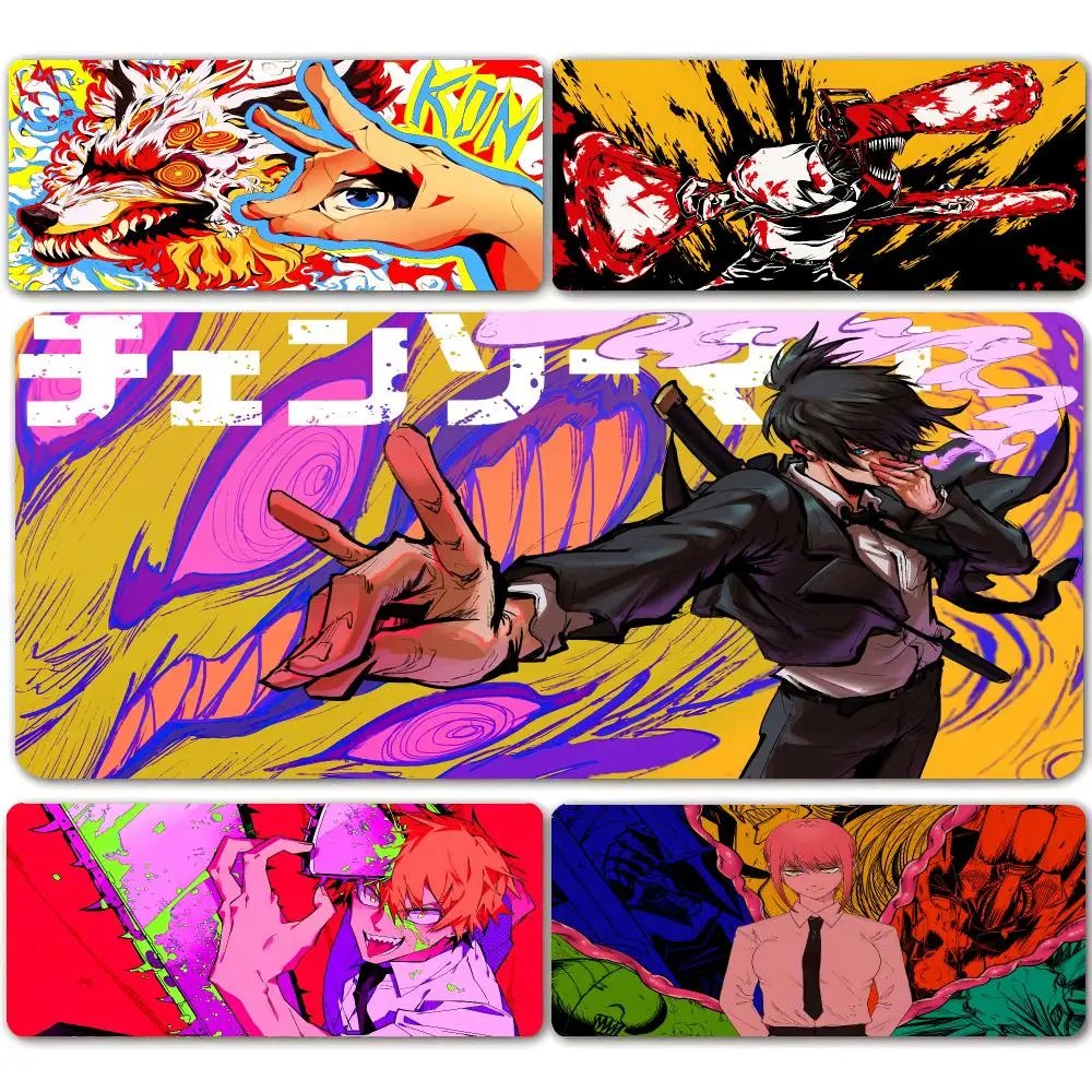 Classic Anime C-Chainsaw M-Man Mouse Pad Anti-Slip Rubber Base Extended Desk Mat For Gamers Office Computer Accessories
