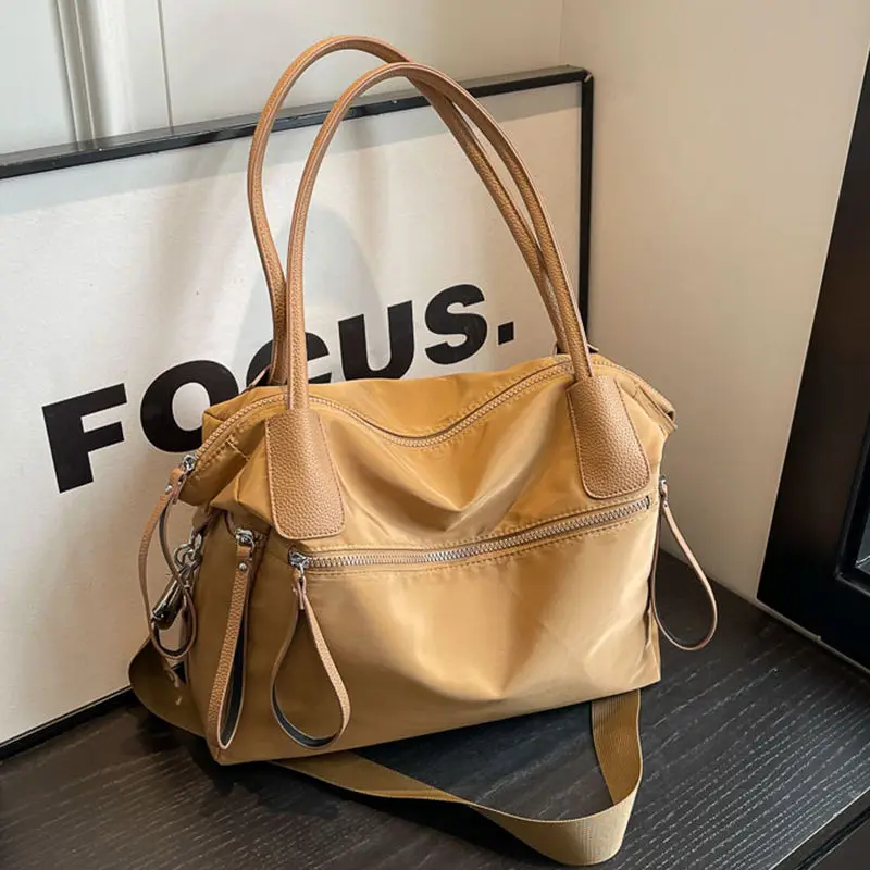 

Сплошной цвет, большая вместительная сумка, женская водонепроницаемая нейлоновая прочная сумка на плечо, женская легкая дорожная сумка, сумка через плечо