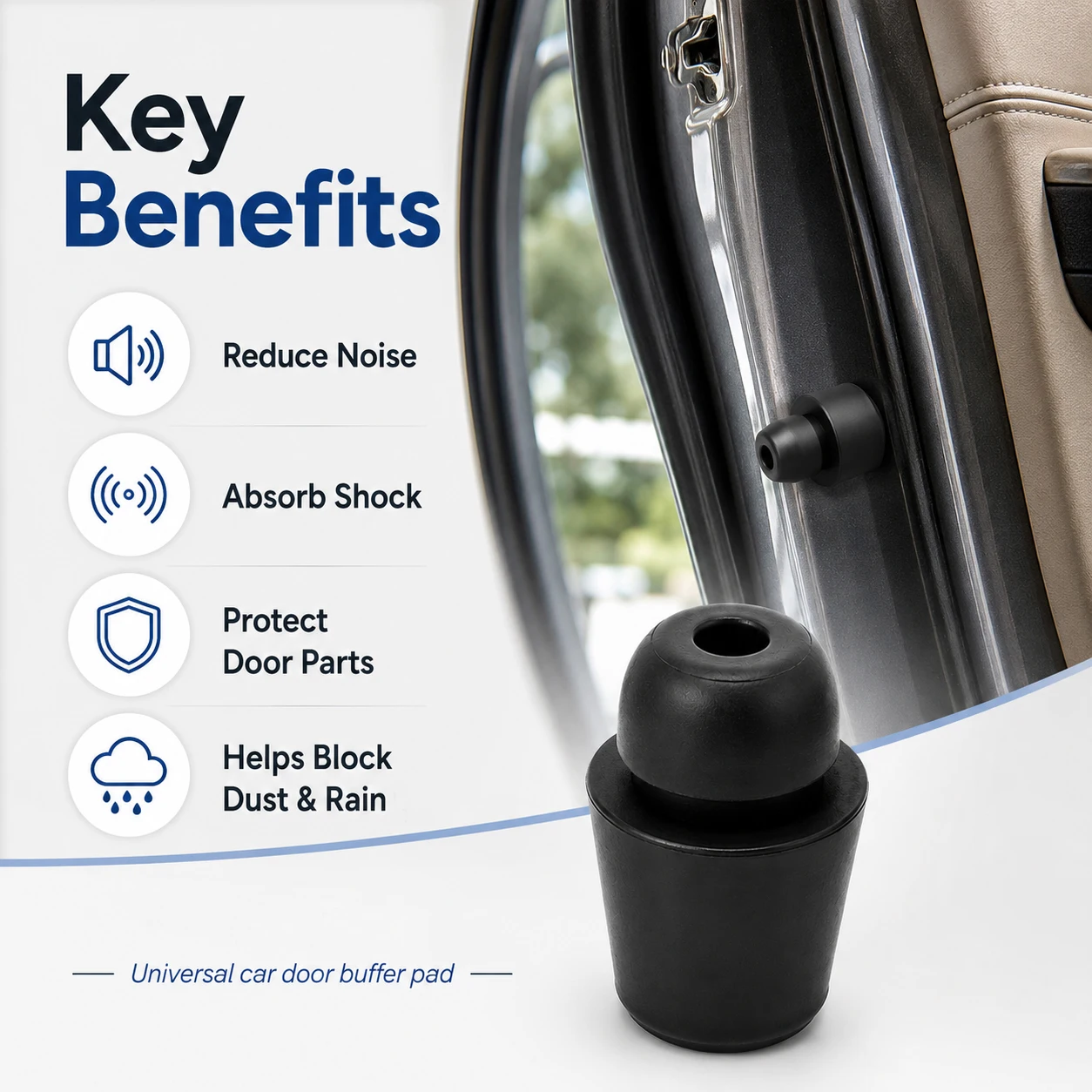 4-40Pcs Car Door Anti-Shock Rubber Pads, Soundproof Dampers for Trunk/Hood, Protect Door Edges from Scratches & Dents