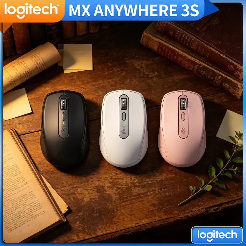 Ergonomic MX Anywhere 3S - 8K DPI Tracking, 3-Device Bluetooth, Silent Click, Perfect for Store Training & Work