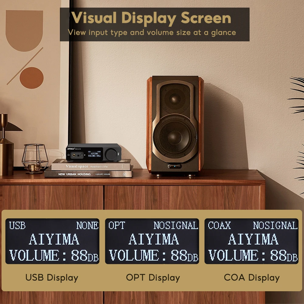 AIYIMA DAC-A10 Audio Decoder Headphone Amplifier With Display Screen XMOS208/ESS9018K2M/TPA6120A2 USB DAC Pre Amplifier 16-600Ω