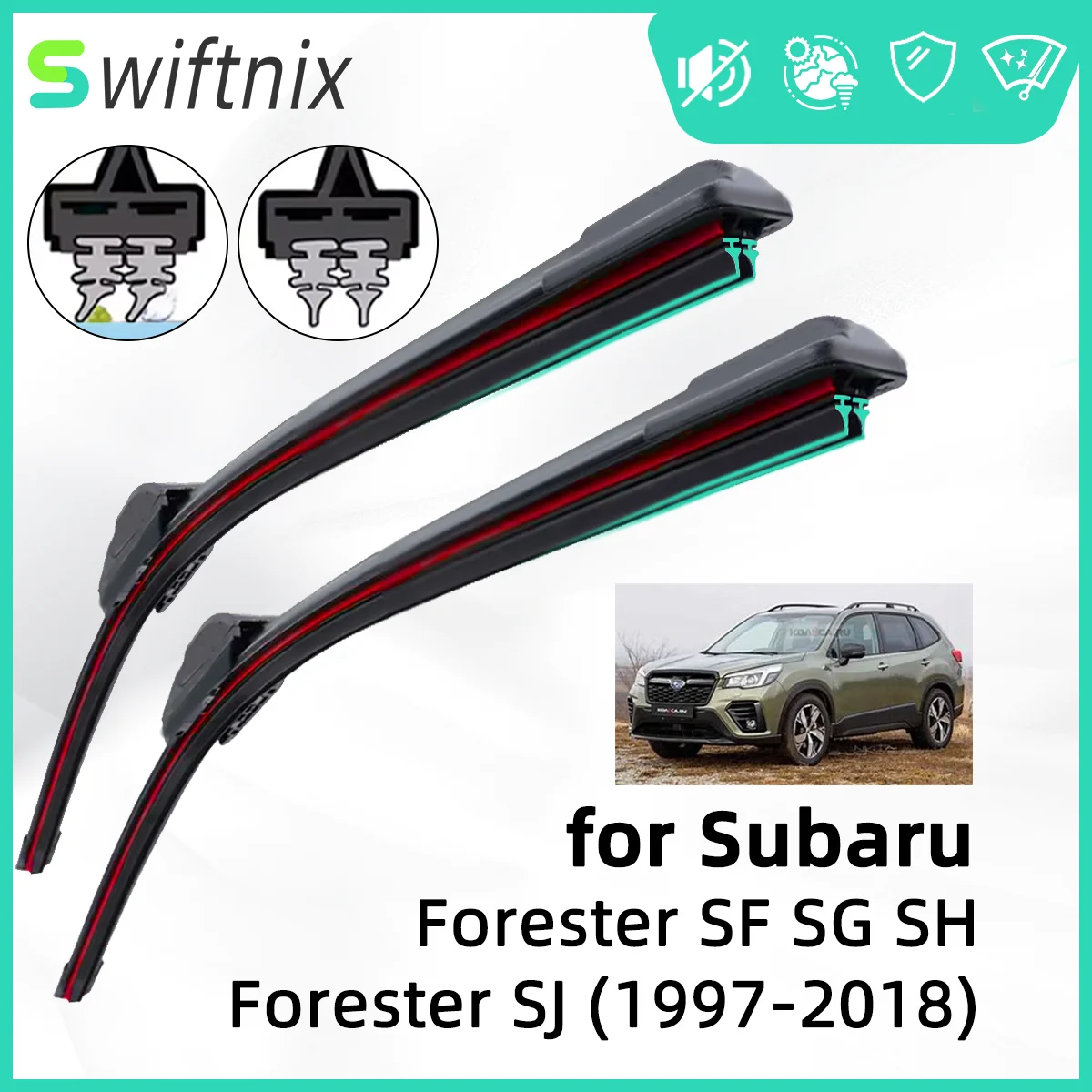 Double Rubber Car Wiper for Subaru Forester SF SG SH Forester SJ Front Wiper Blades Brushes Cutter Accessories Windscreen