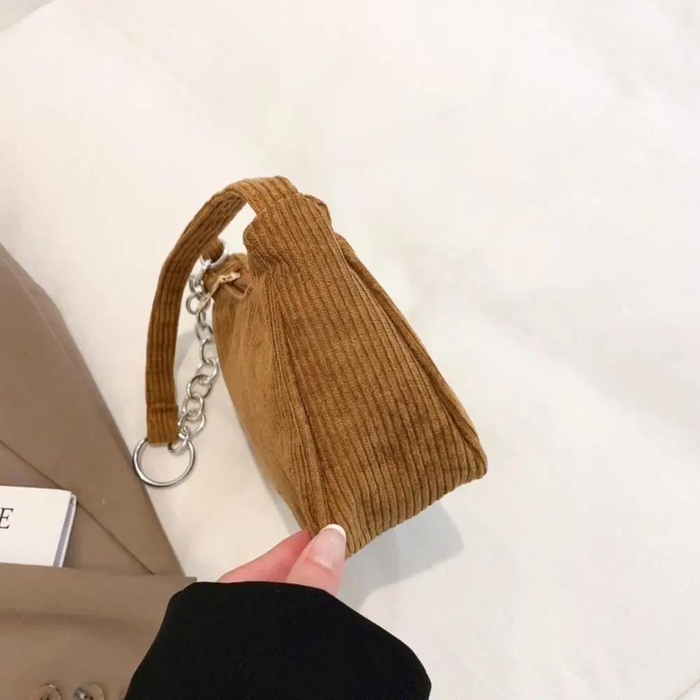 Fashion Vintage Women Handbags Corduroy Underarm Bag Casual Women Shoulder Bags Solid Color Zipper Female Handbag Clutch