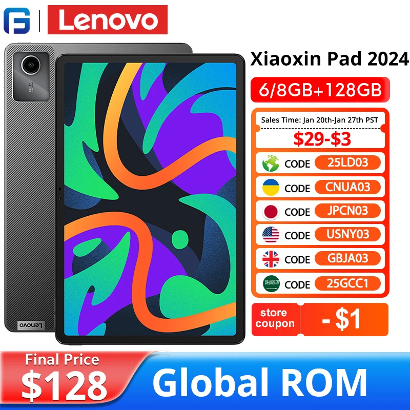 Lenovo Xiaoxin Pad 2024 tableta ROM Global 6GB 128GB Qualcomm Snapdragon 685 Octa Core 11 "pantalla GPS WIFI Android 20W carga