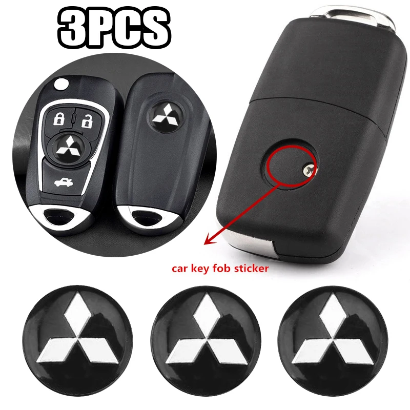 3pcs Car Key Remote Control Badge Sticker for Mitsubishi Pajero L200 ASX Eclipse Montero Ralliart Starion Outlander Galant