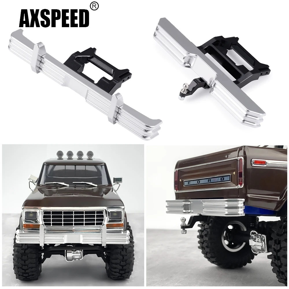 Алюминиевый передний и задний бампер AXSPEED с буксировочным крюком для радиоуправляемых краулеров TRX-4M High Trail F150 1/18, запчасти для тюнинга