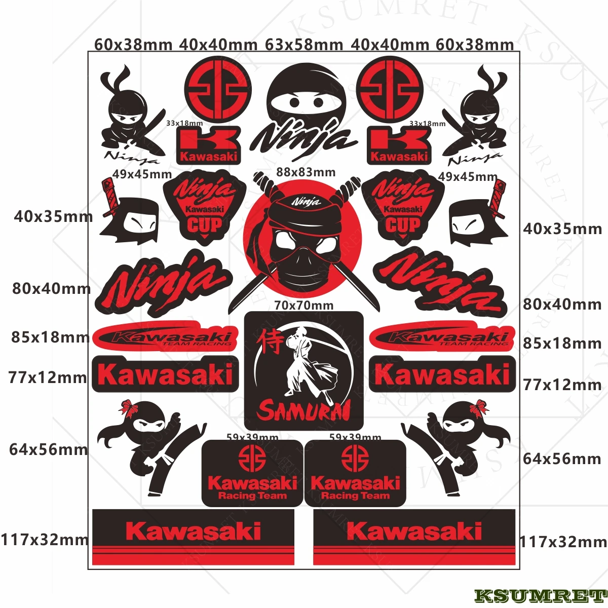 For Kawasaki Motorcycle Decoration Stickers Reflective Waterproof Helmet Racing Decals Ninja Accessories Sponsor Stickers