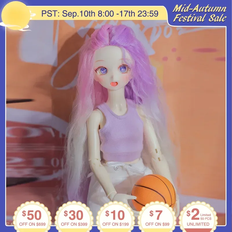 

JOYBJD Miki BJD Doll 1/4 Resin doll Fullset GYM Sest Slacks Pretty Basketball Girl Handcraft Faceup Movable Joints Art Toys