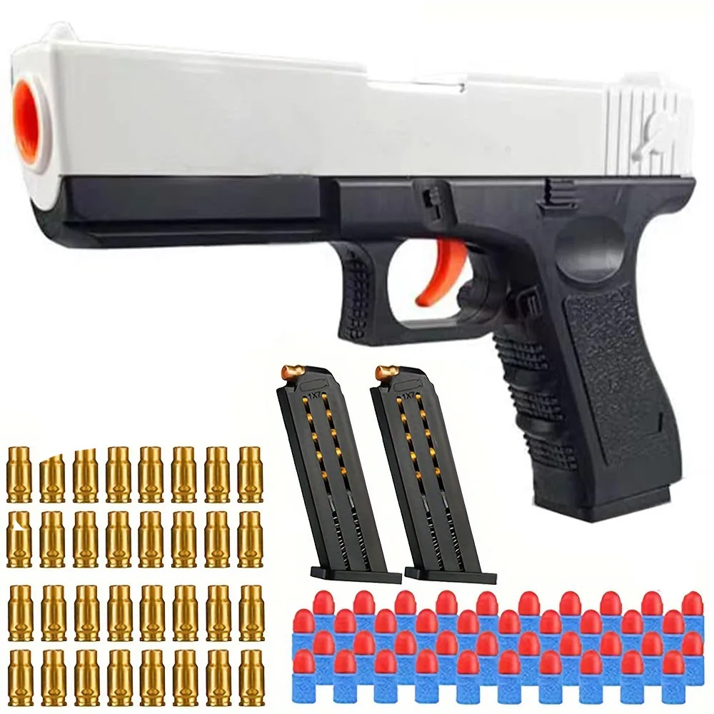 Pistola de juguete para expulsión de concha, balas de espuma suave, pistola de juguete, juegos de disparos de espuma, modelo educativo, regalos para niños, niñas y niños