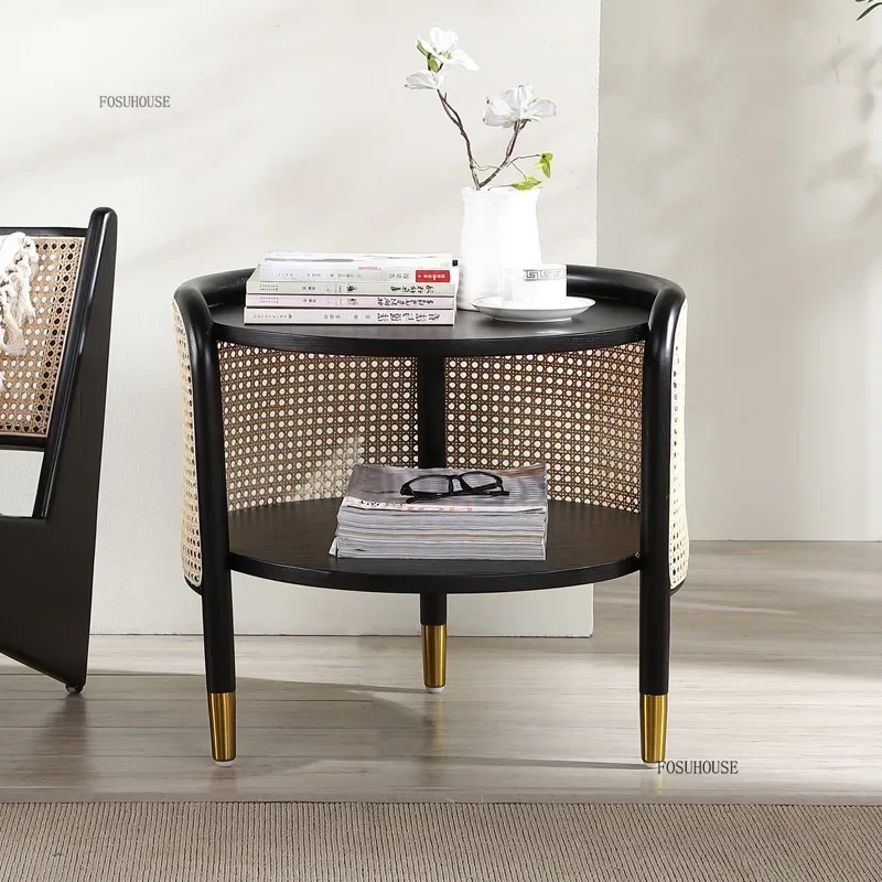 Storable Decorative Coffee Tableels for Living Room Nordic Rattan Table Unique Personality Commercial Side Table for Coffee Shop