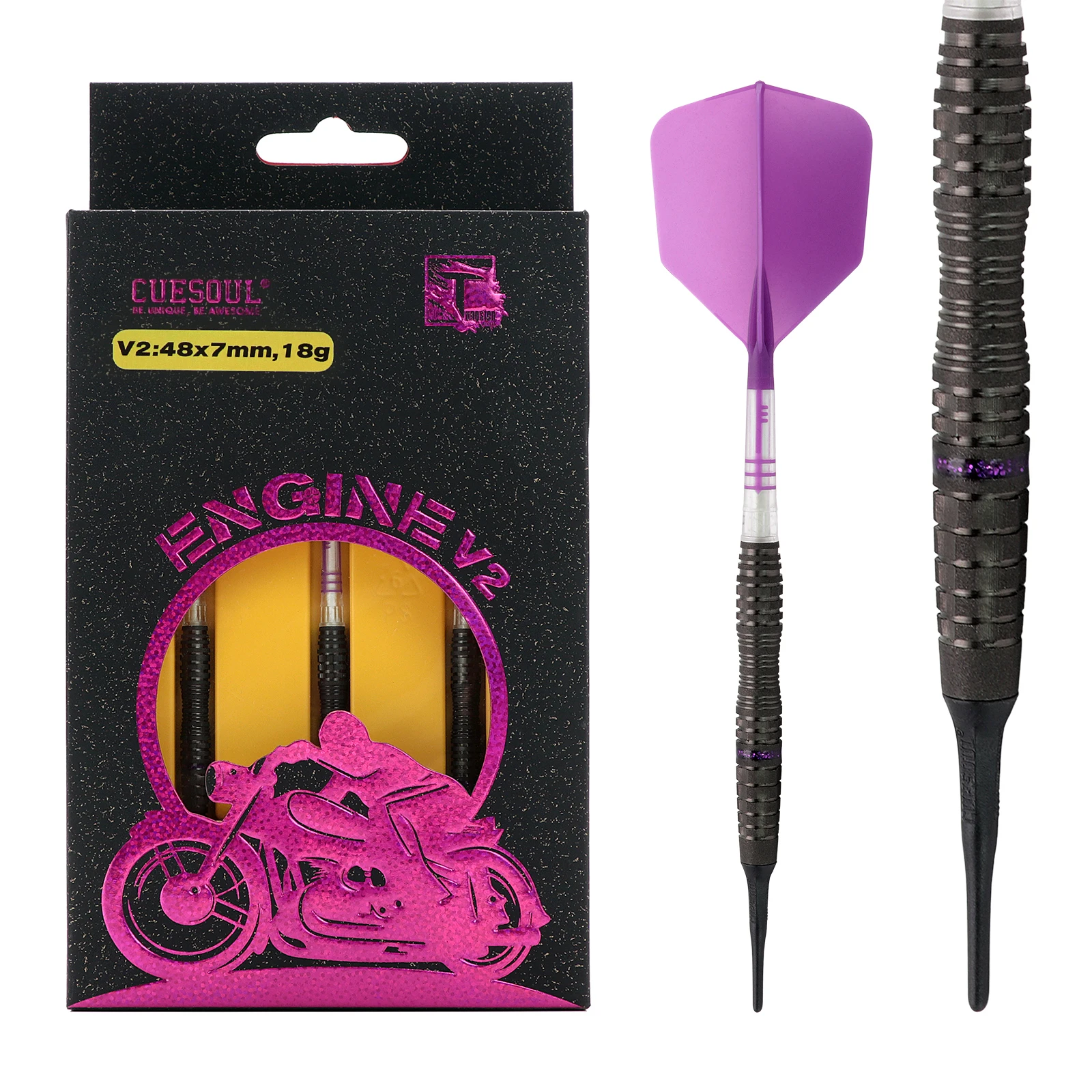 CUESOUL ENGINE V2 18/20g Soft Tip 90% Tungsten Dart Set with Oil Paint Finished