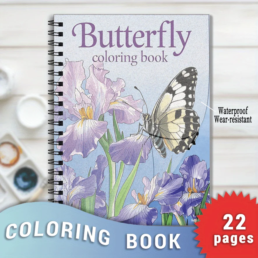 Flowers and Butterflies Adult Coloring Book - 8.3x11.2 inches 22 art therapy illustrations for teens and adults