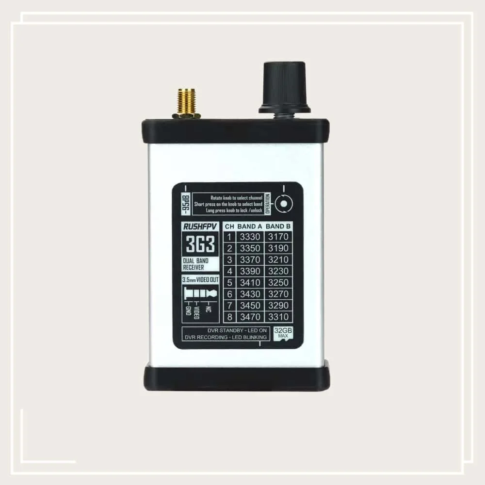 RUSHFPV 3.3GHz VRX Receiver Ground Station Kit 16CH Long Range FPV Video Receiver 15.8dBi Directional Antenna for RC Drone