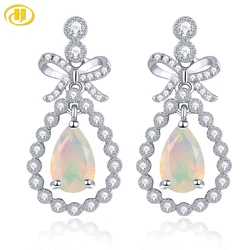 Natural Opal Sterling Silver Stud Earring Rhodium Plated Fine Jewelrys 1.1 Carats Genuine Gemstone Sweet Lovely Design Lady Gift