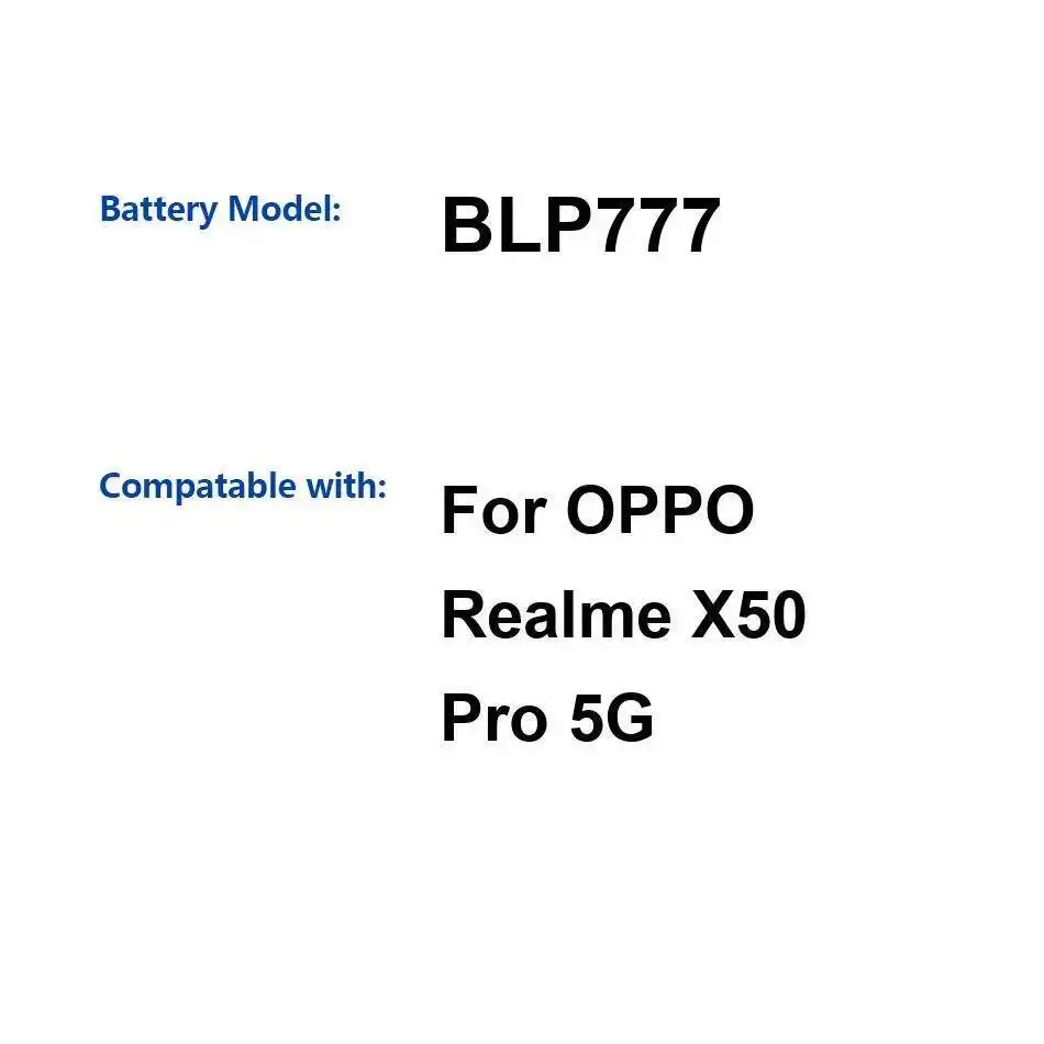 

Reliable Power Supply For Oppo Realme X50 Pro 5G 2100Mah Mobile Phone Battery BLP777