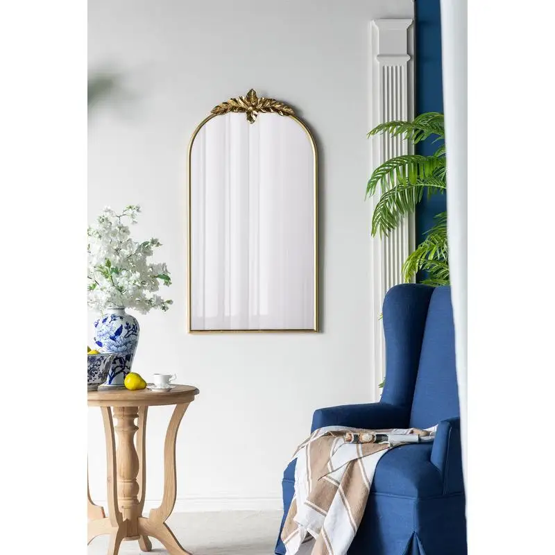 

Арочное настенное зеркало размером 24 x 42 дюйма, золотой металлический каркас, декоративное зеркало для гостиной, спальни, прихожей, элегантного домашнего декора