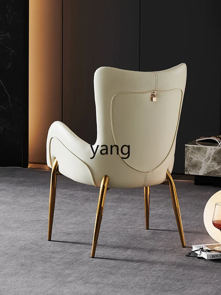 YJQ Postmodern Simple Household Stainless Steel Legs Dining Chair Beige Dresser Hotel Chair