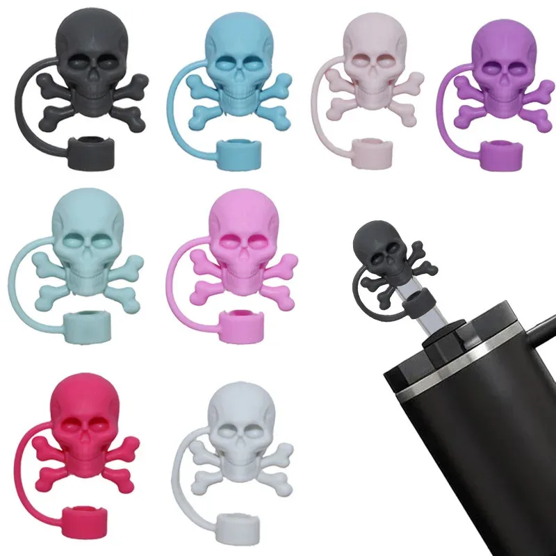 

1pc/8pcs Straw Cover Cap For Stanley 30oz 40oz Tumbler Cup 10mm Dust-Proof Straw Topper Thermal With Handle For Halloween