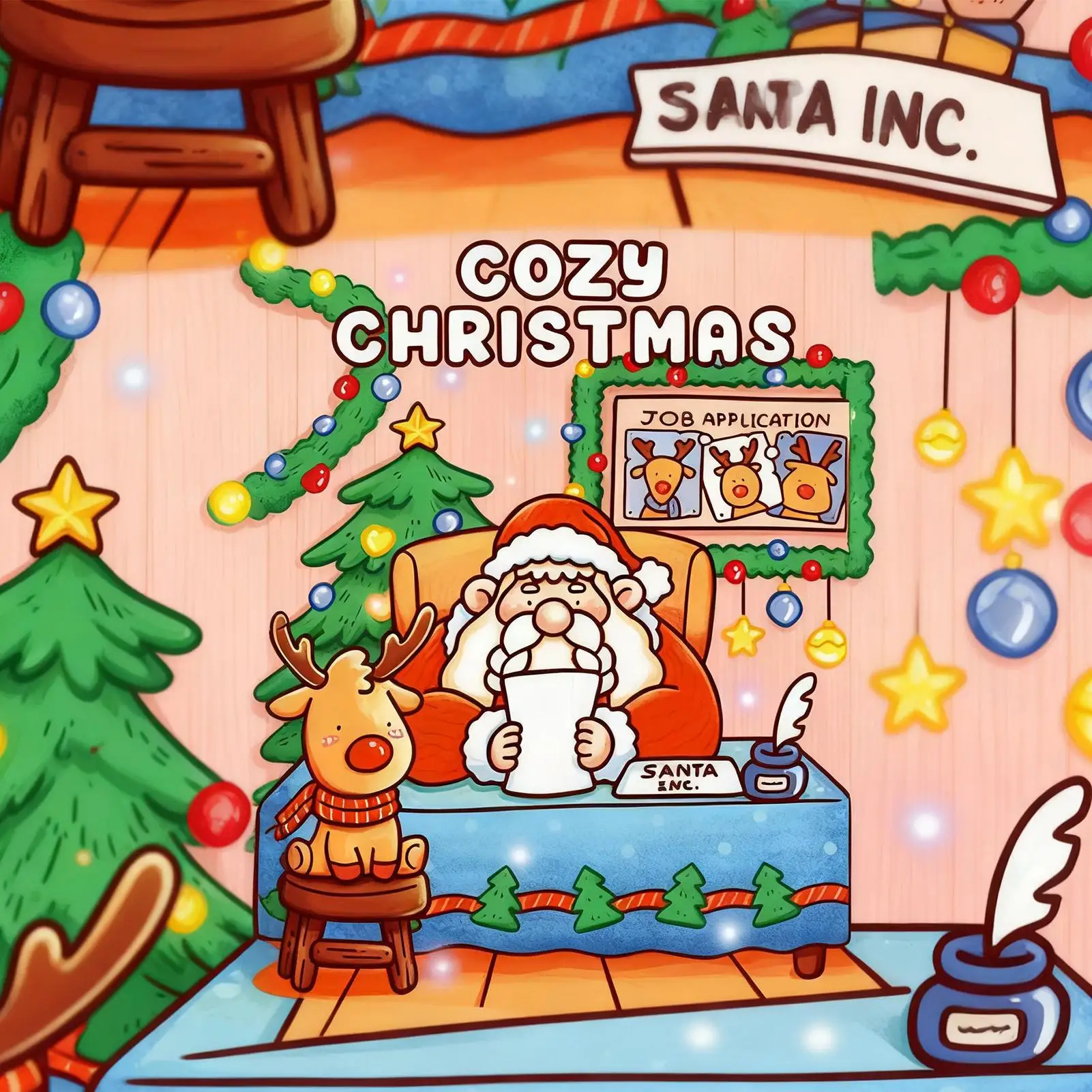 Kleurboek Speelgoed Cartoon Artistiek Begeleid Kerst Rendier Kleurboek Speelgoed Voor Kleurpotloden Potloden Vliegtuig Klaslokaal Studie